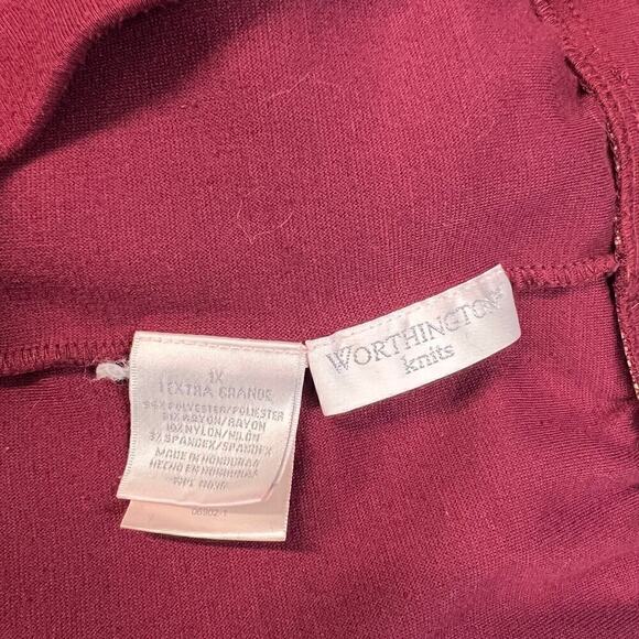 Worthington Knits Mid-Calf Skirt Wine 1X - Picture 3 of 4